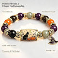 Halloween Black Cat & Pumpkin Crystal Beaded Bracelet