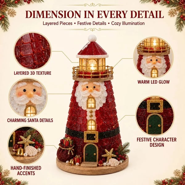 🎄Beginner-Friendly DIY Lighted Christmas Character Sea Glass-Style Lighthouse Kit Collection | Complete Kit with Sea Glass-Style Pieces, LED Lights & Step-by-Step Guide Included 💕