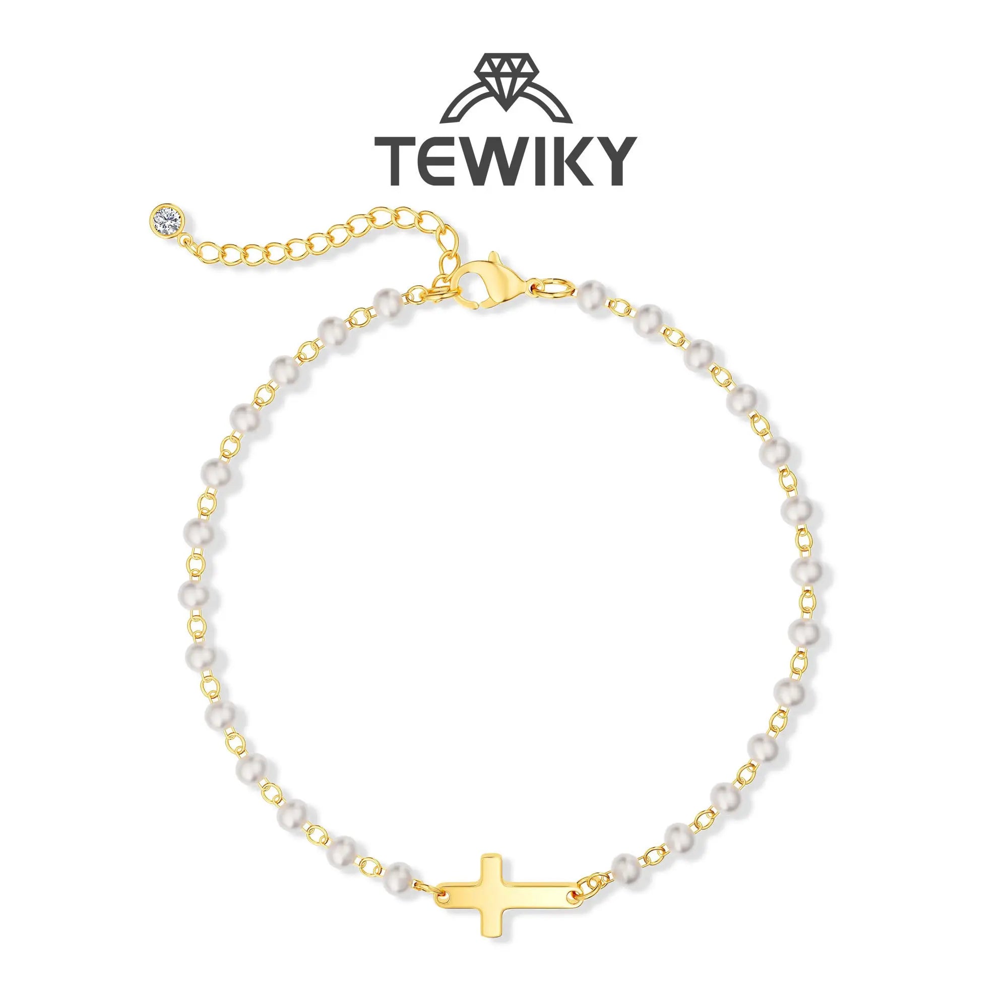 Tewiky Simple Cross Pendant Bracelet for Women Dainty Jewelry Gift