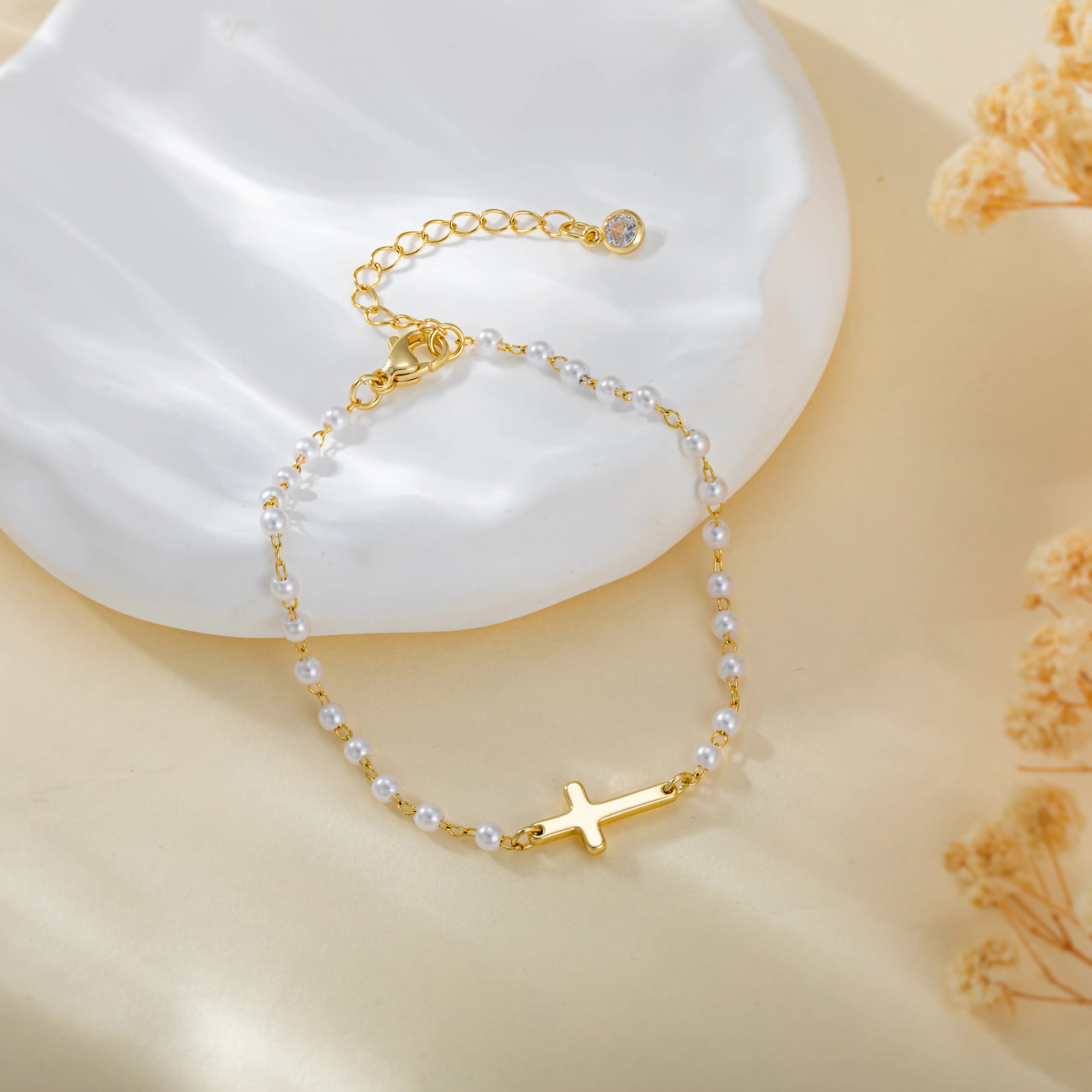 Tewiky Simple Cross Pendant Bracelet for Women Dainty Jewelry Gift