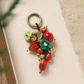 Pomegranate Ceramic Bag Charm – Handmade Woven Keychain