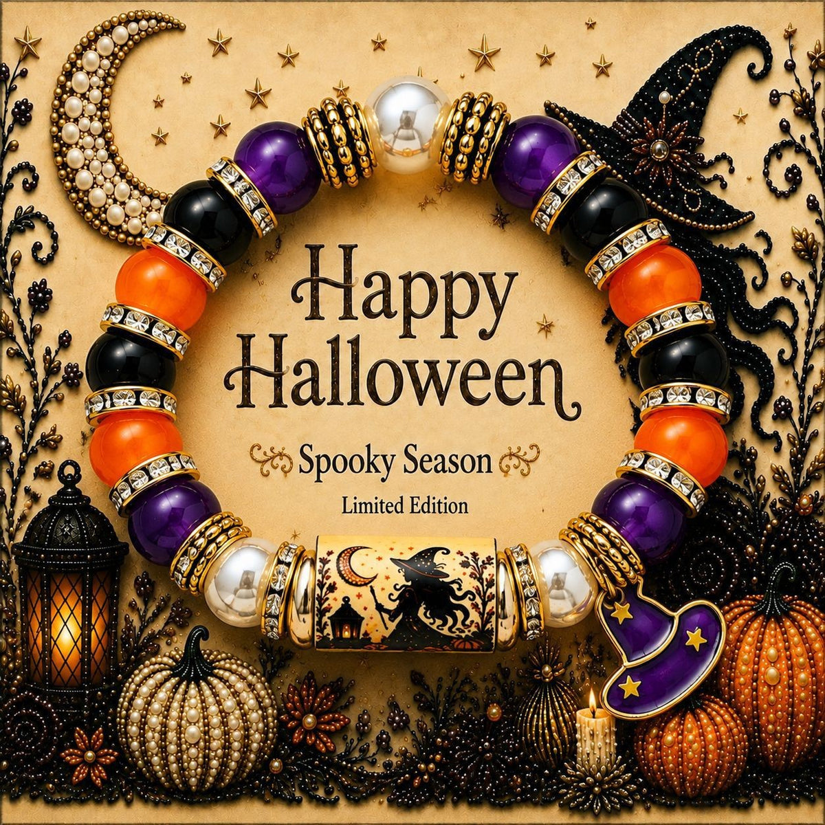 Halloween Crystal Beaded Bracelet – Holiday Gift