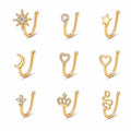 9pcs Copper Non Piercing Nose Ring Set