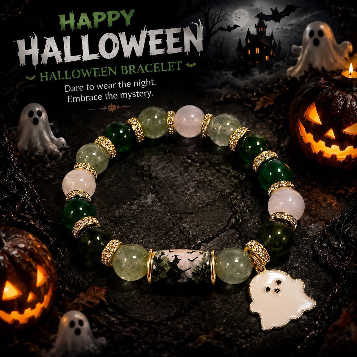 Halloween Crystal Beaded Bracelet – Holiday Gift