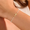 Tewiky Simple Cross Pendant Bracelet for Women Dainty Jewelry Gift