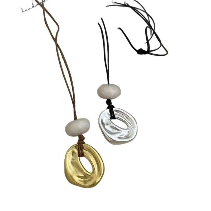 Korean blogger same style sweater chain irregular geometry love pendant necklace pull adjustable accessories