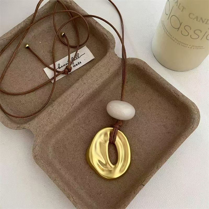 Korean blogger same style sweater chain irregular geometry love pendant necklace pull adjustable accessories
