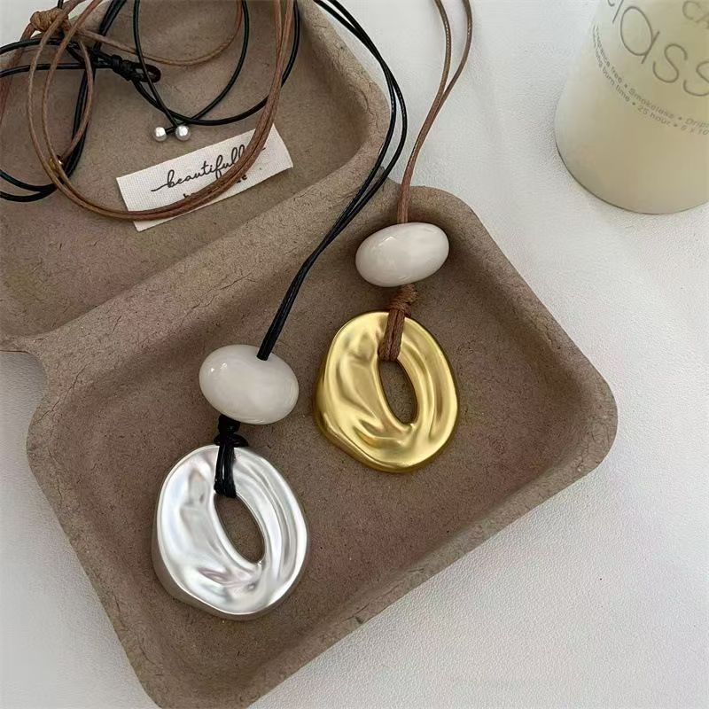 Korean blogger same style sweater chain irregular geometry love pendant necklace pull adjustable accessories