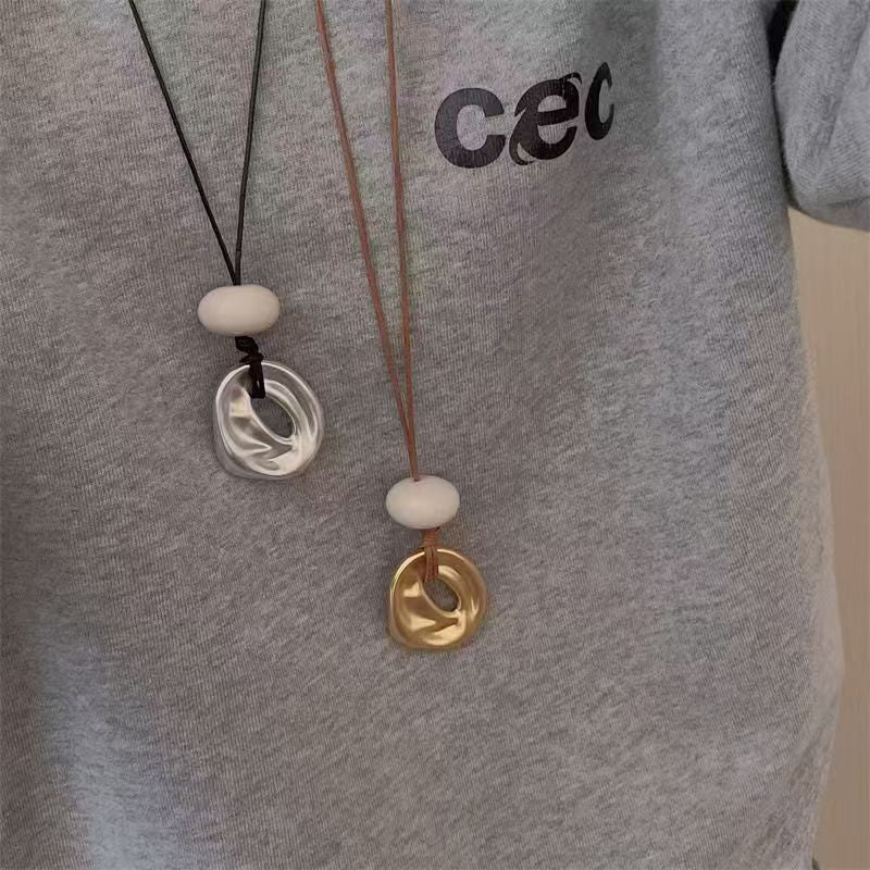 Korean blogger same style sweater chain irregular geometry love pendant necklace pull adjustable accessories