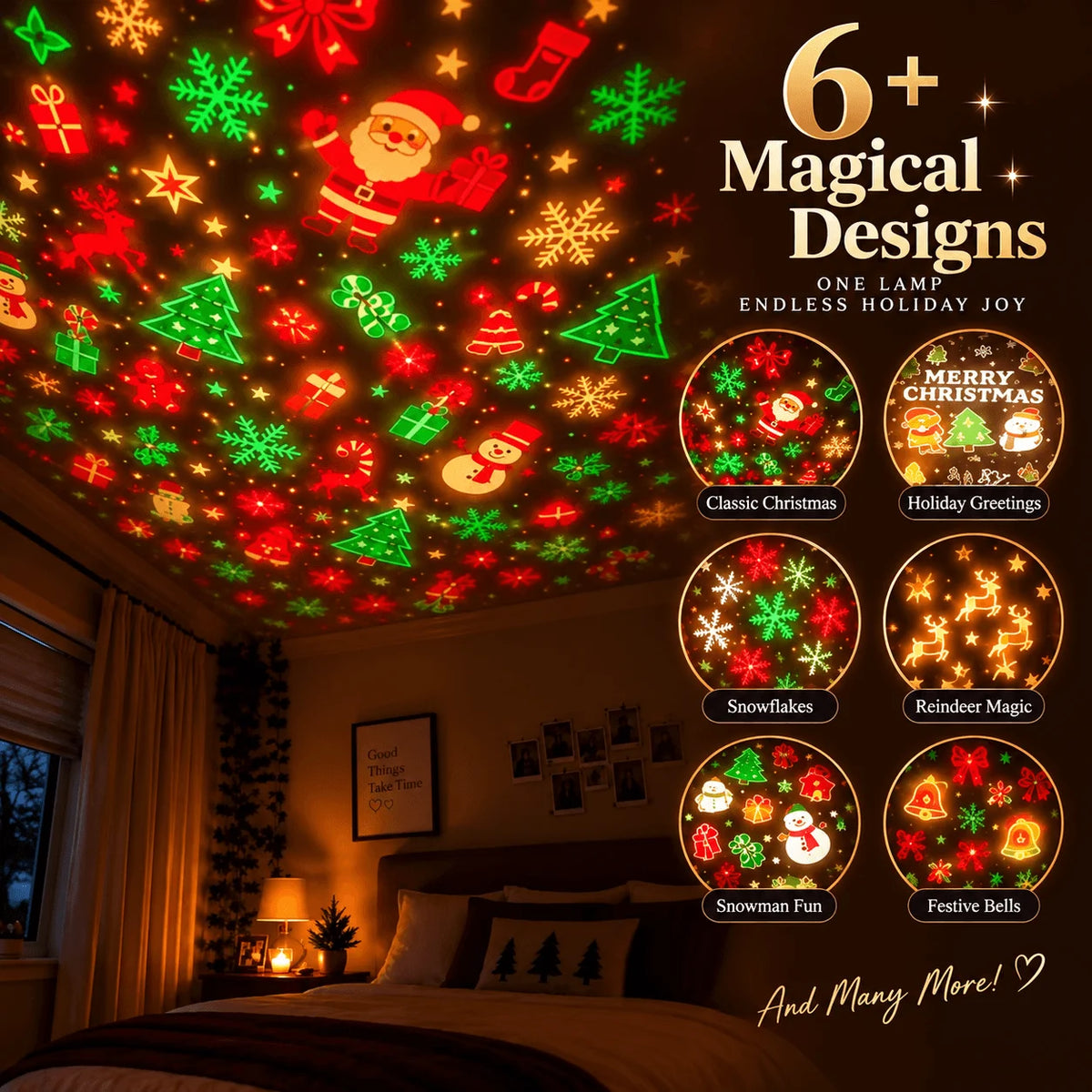 Christmas Projector Light, USB Powered Christmas Night Light