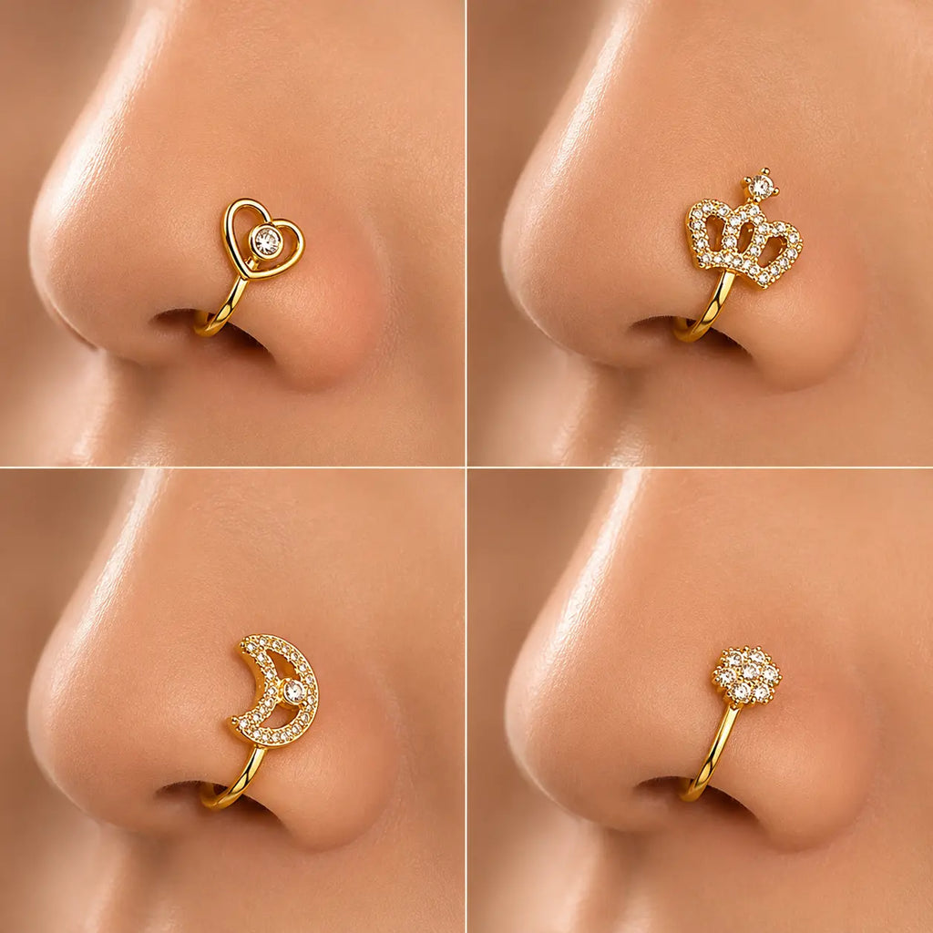 9pcs Copper Non Piercing Nose Ring Set