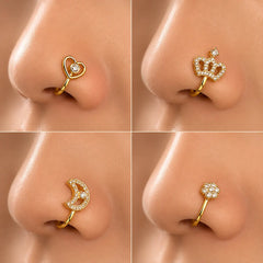 9pcs Copper Non Piercing Nose Ring Set