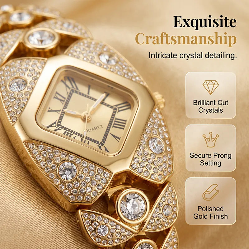 Rhombus Crystal Dial Link Bracelet Watch
