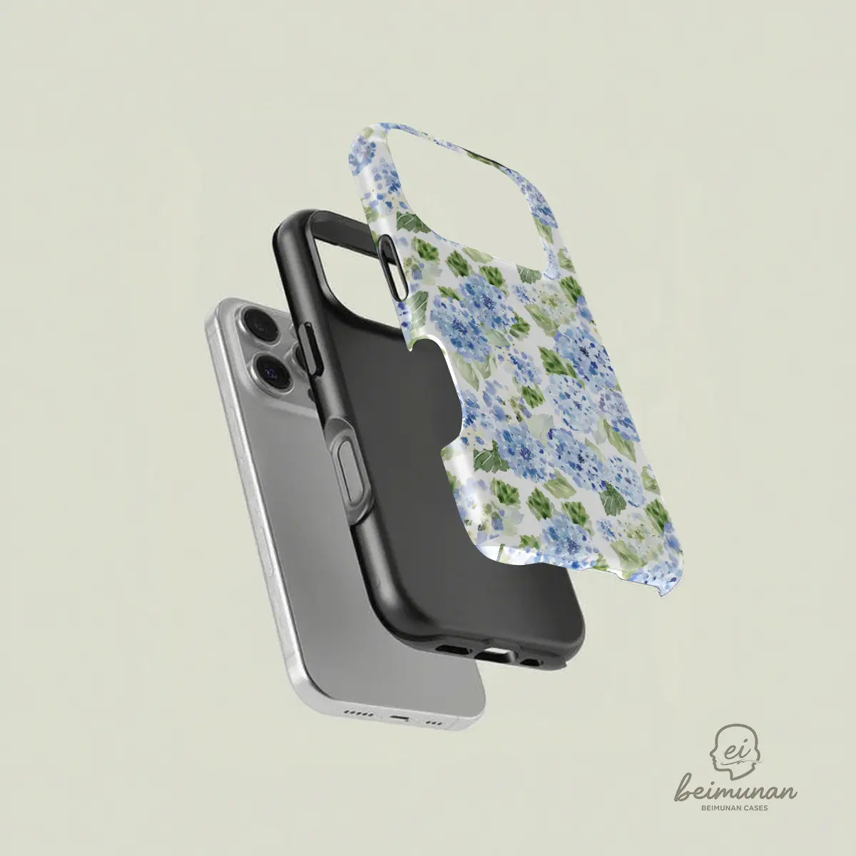 Blue Hydrangea 2-in-1 iPhone Case TPU PC
