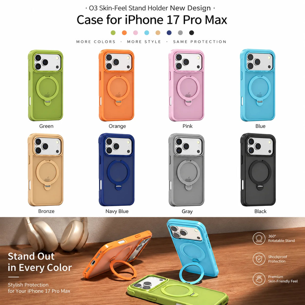 360° Rotating Magnetic Stand Phone Case for iPhone & Samsung