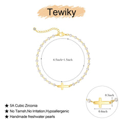 Tewiky Simple Cross Pendant Bracelet for Women Dainty Jewelry Gift