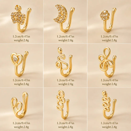 9pcs Copper Non Piercing Nose Ring Set